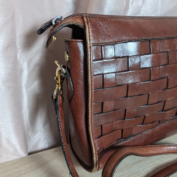 Braided Cognac Brown Leather Purse Etienne Aigner - Picture 7 of 14